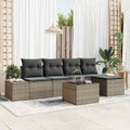 Sofa Set mit Kissen 6 pcs Grau Poly Rattan