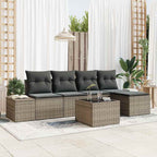 Sofa Set mit Kissen 6 pcs Grau Poly Rattan