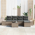 Sofa Set mit Kissen 6 pcs Grau Poly Rattan
