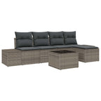 Sofa Set mit Kissen 6 pcs Grau Poly Rattan