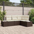 Gartensofa-set 4 pcs Braun Poly-Rattan