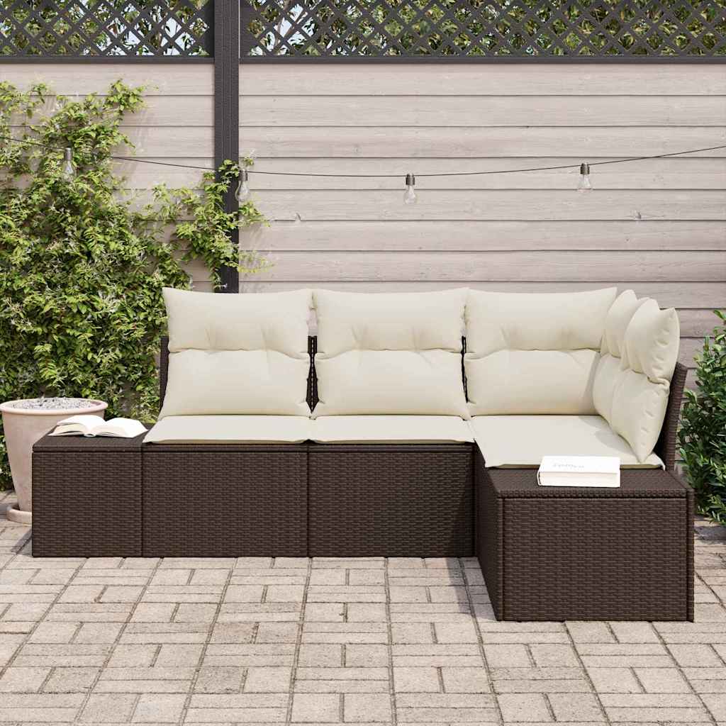 Gartensofa-set 4 pcs Braun Poly-Rattan