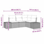 Gartensofa-set 4 pcs Braun Poly-Rattan