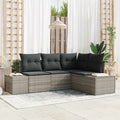 Gartensofa-set 4 pcs Hellgrau Poly-Rattan
