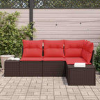 Gartensofa-set mit Kissen 4 pcs Braun Poly-Rattan