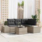 Gartensofa-set 5 pcs Hellgrau Poly-Rattan