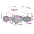 Gartensofa-set 5 pcs Hellgrau Poly-Rattan