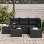 Gartensofa-set 5 pcs Schwarz Poly-Rattan