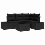 Gartensofa-set 5 pcs Schwarz Poly-Rattan