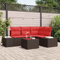 Gartensofa-set mit Kissen 5 pcs Braun Poly-Rattan