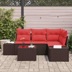 Gartensofa-set mit Kissen 5 pcs Braun Poly-Rattan