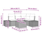Gartensofa-set mit Kissen 5 pcs Braun Poly-Rattan