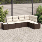 Gartensofa-set 5 pcs Braun Poly-Rattan