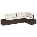Gartensofa-set 5 pcs Braun Poly-Rattan