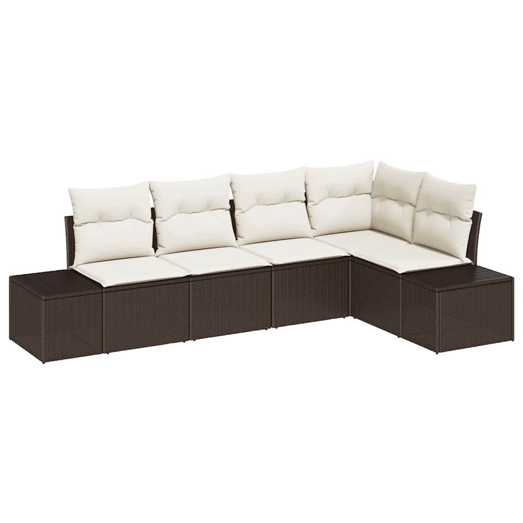 Gartensofa-set 5 pcs Braun Poly-Rattan