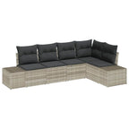 Gartensofa-set 5 pcs Hellgrau Poly-Rattan