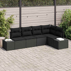 Gartensofa-set 5 pcs Schwarz Poly-Rattan