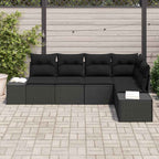 Gartensofa-set 5 pcs Schwarz Poly-Rattan