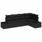 Gartensofa-set 5 pcs Schwarz Poly-Rattan