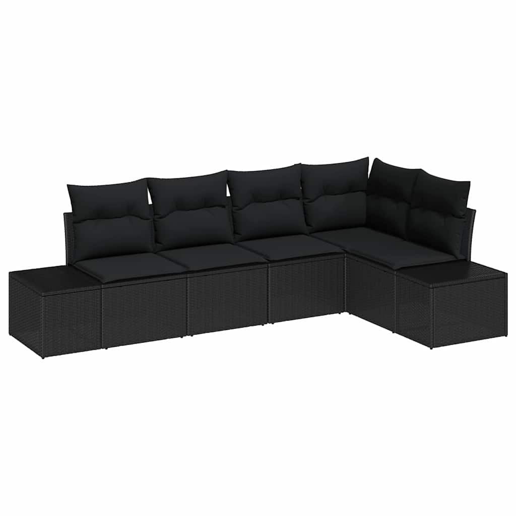 Gartensofa-set 5 pcs Schwarz Poly-Rattan