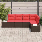 Gartensofa-set mit Kissen 5 pcs Braun Poly-Rattan