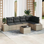 Gartensofa-set 6 pcs Hellgrau Poly-Rattan
