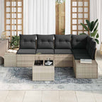 Gartensofa-set 6 pcs Hellgrau Poly-Rattan