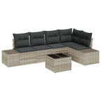 Gartensofa-set 6 pcs Hellgrau Poly-Rattan