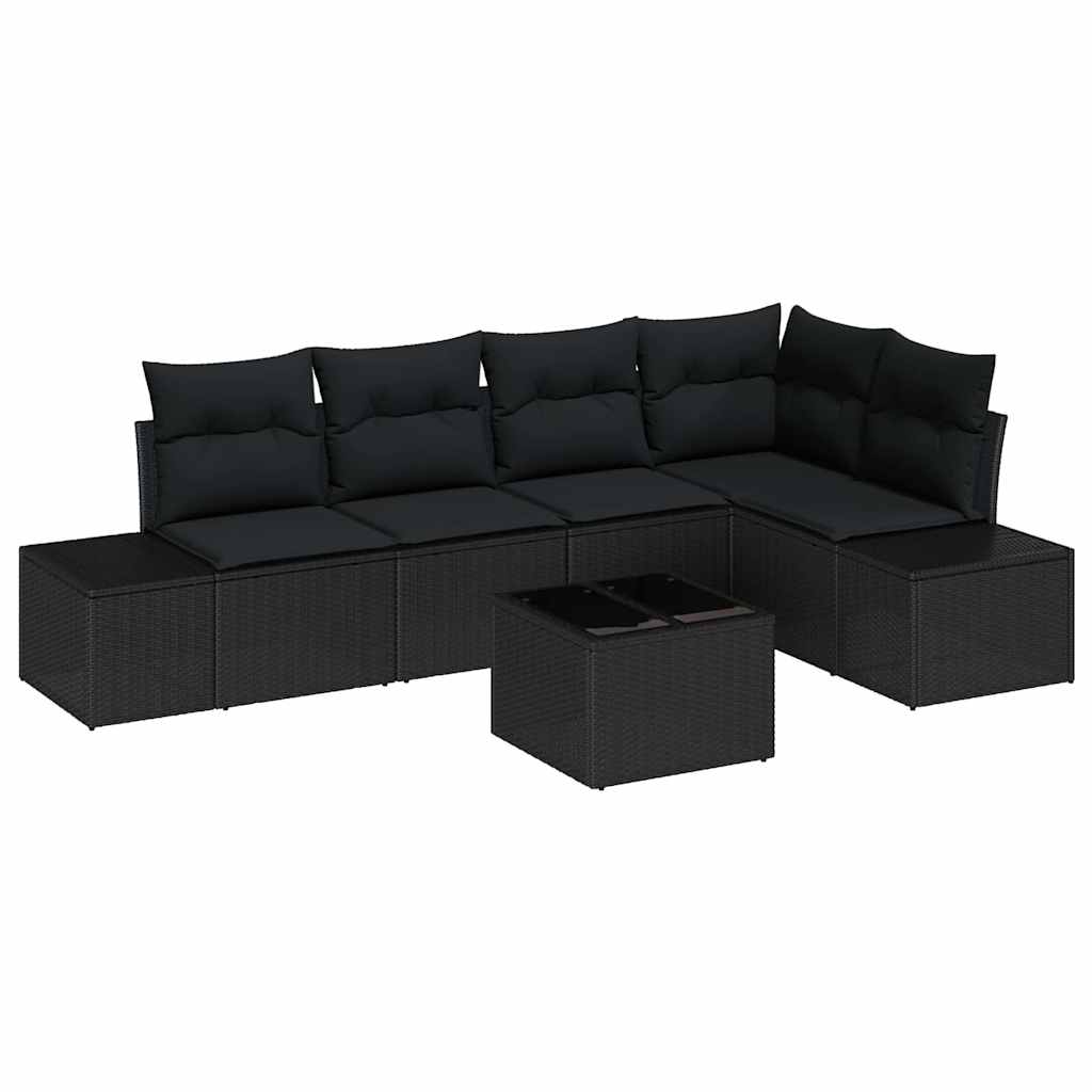 Gartensofa-set 6 pcs Schwarz Poly-Rattan