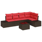 Gartensofa-set mit Kissen 6 pcs Braun Poly-Rattan