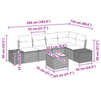 Gartensofa-set mit Kissen 6 pcs Braun Poly-Rattan