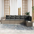 Gartensofa-set mit Kissen 6 pcs Grau Poly-Rattan