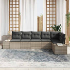 Gartensofa-set mit Kissen 6 pcs Hellgrau Poly-Rattan