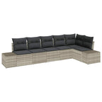 Gartensofa-set mit Kissen 6 pcs Hellgrau Poly-Rattan
