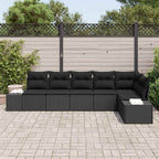 Gartensofa-set mit Kissen 6 pcs Schwarz Poly-Rattan