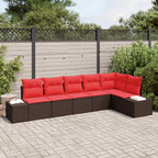 Gartensofa-set mit Kissen 6 pcs Braun Poly-Rattan