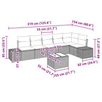 Gartensofa-set mit Kissen 7 pcs Schwarz und Creme Poly-Rattan