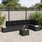 Gartensofa-set mit Kissen 7 pcs Schwarz Poly-Rattan