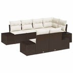 Gartensofa-set mit Kissen 7 pcs Braun und Creme Poly-Rattan
