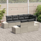 Gartensofa-set mit Kissen 7 pcs Hellgrau Poly-Rattan