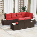 Gartensofa-set mit Kissen 7 pcs Braun Poly-Rattan