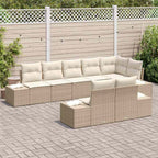 Gartensofa-set mit Kissen 8 pcs Beige und Creme Poly-Rattan