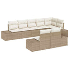 Gartensofa-set mit Kissen 8 pcs Beige und Creme Poly-Rattan