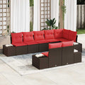 Gartensofa-set mit Kissen 8 pcs Braun Poly-Rattan