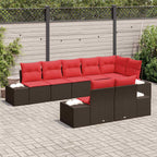 Gartensofa-set mit Kissen 8 pcs Braun Poly-Rattan