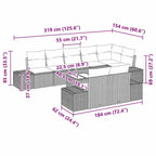 Gartensofa-set mit Kissen 9 pcs Beige und Grau Poly-Rattan