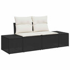Gartensofa-set mit Kissen 6 pcs Schwarz und Creme Poly-Rattan