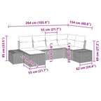 Gartensofa-set mit Kissen 6 pcs Schwarz Poly-Rattan