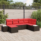 Gartensofa-set mit Kissen 6 pcs Braun Poly-Rattan
