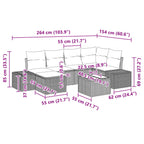 Gartensofa-set mit Kissen 7 pcs Braun Poly-Rattan
